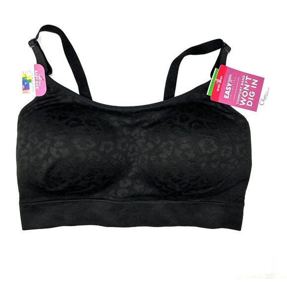 Warners Olga Bra Womens Large Black Leopard Jacquard Wire Free Easy Does GM9401A - Picture 8 of 10